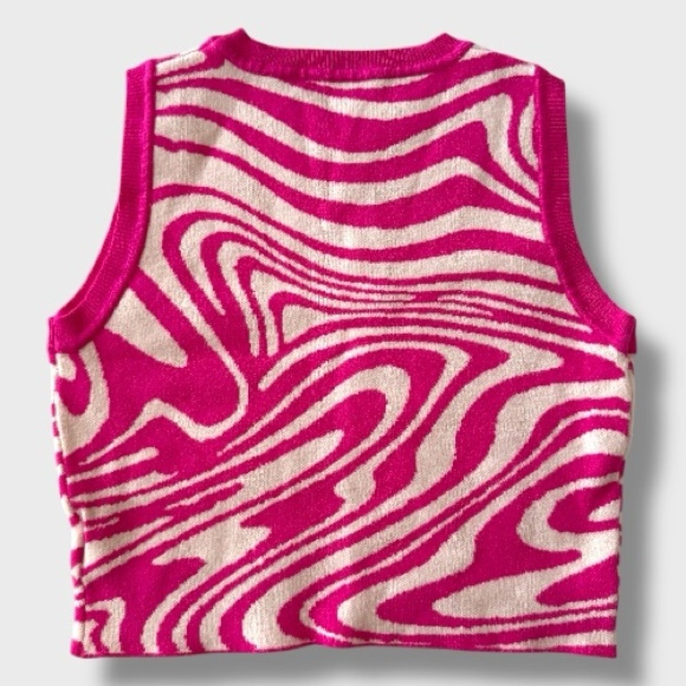 Pink & White Women's Crop Top - M - Picture 6 of 8